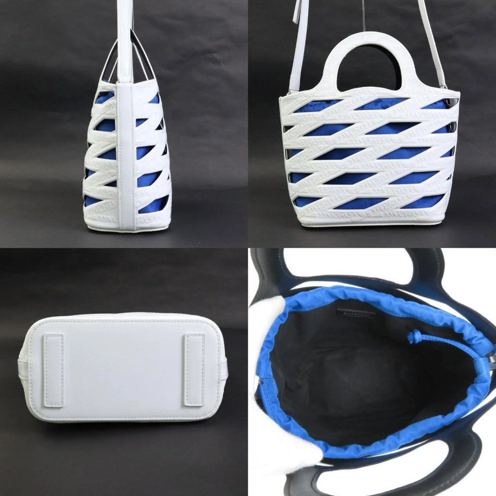 handbag BALENCIAGA white (Good) Balenciaga leather bag ladies Pre-Owned diagonal patent 630708 shoulder