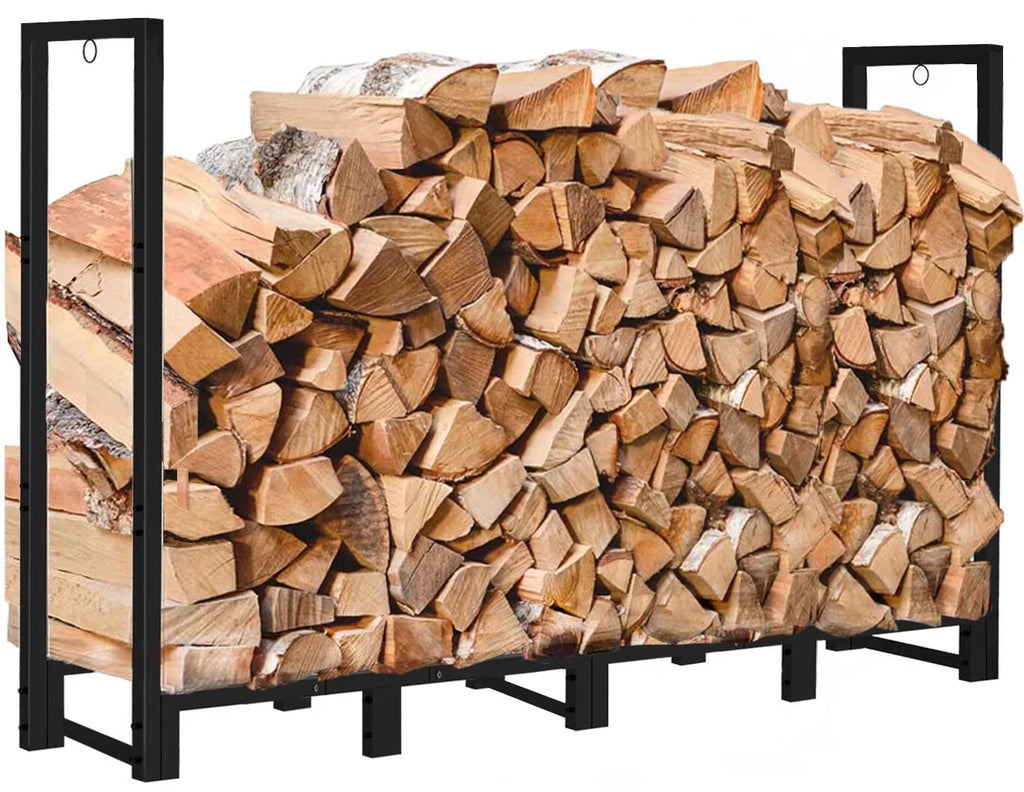 for Wood Storage, Stand, Outdoor Fire Koutemie Stacker Fireplace Adjustable Rack Black Firewood Log 8Ft Holder