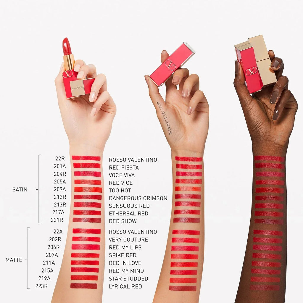 Refillable 217A Deep Ethereal Red Valentino Pigment Lipstick Red Rosso Valentino - Blood - High