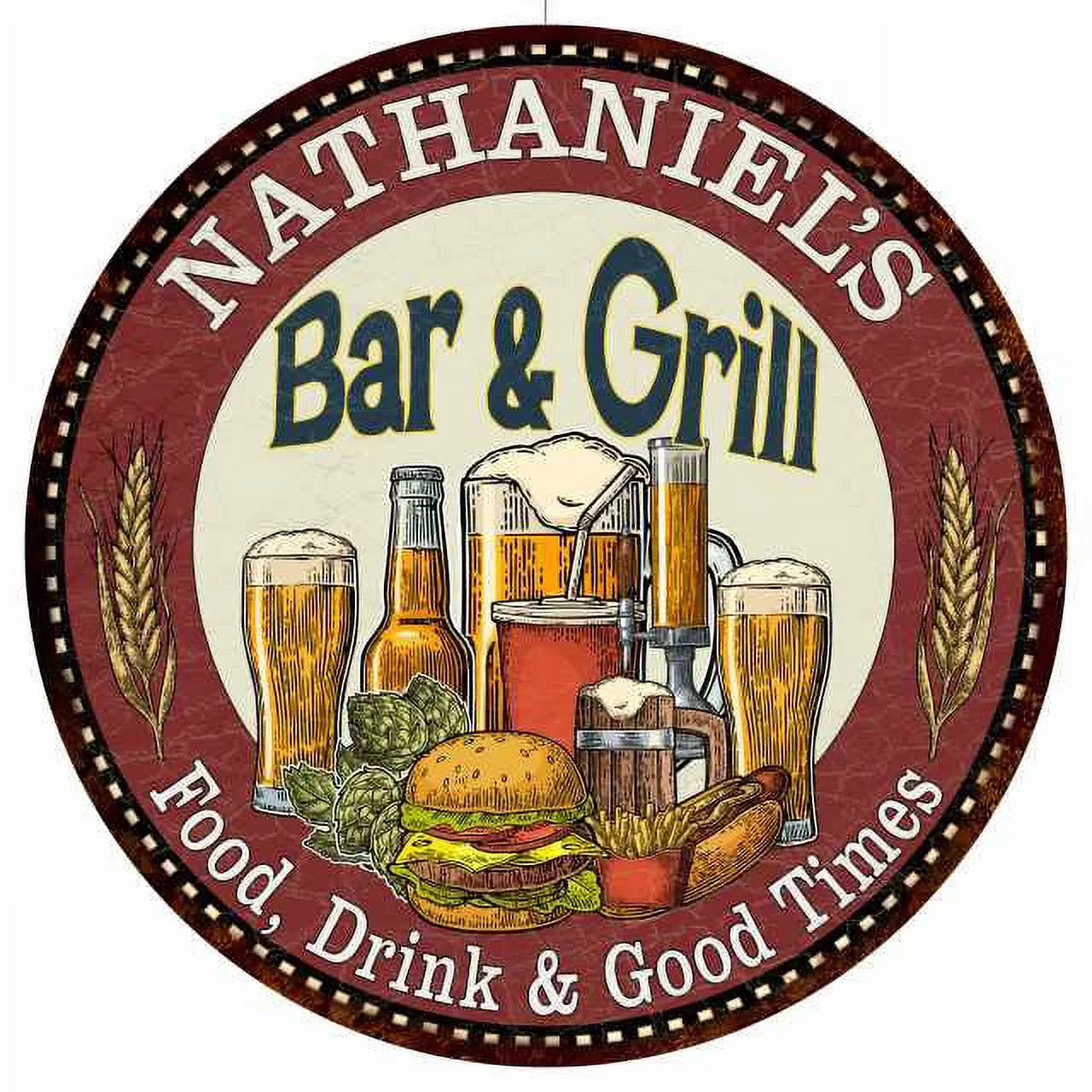 Round Metal and Bar Sign 200120020495 12" 'S Wall Kitchen Decor Grill