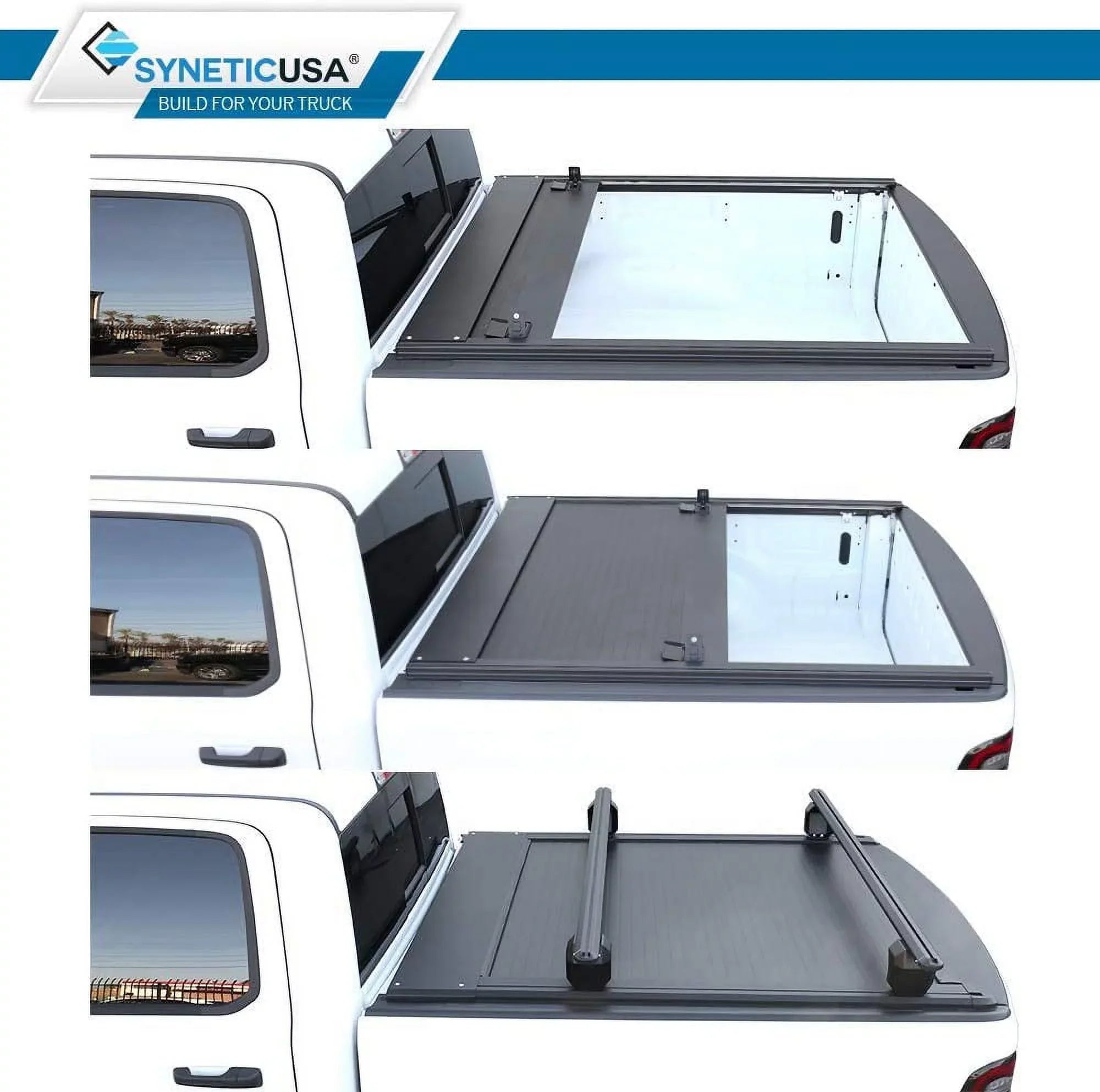 Off Black Shield Matte Cross with (67.4”) 1500 Moistureproof Low Retractable Tonneau Aluminum Bed Profile 2019-2022 Ram Road Syneticusa Bars 5'7" Fits Hard