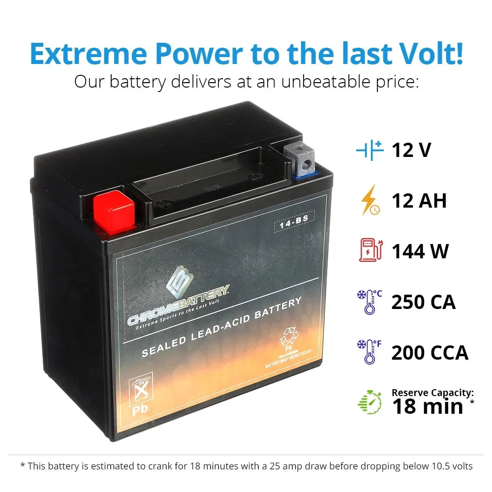 Battery Chrome Battery 2009 Ytx14-Bs Abs Kawasaki Zg1400 Concours, for Motorcycle 1400Cc