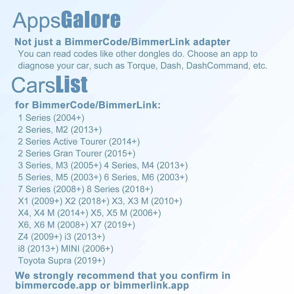 Scanner Bluetooth + Diagnostic in Works with for Tool vLinker Vgate BimmerCode, Android & OBD2 Features Unlock iPhone /Mini, Hidden Car