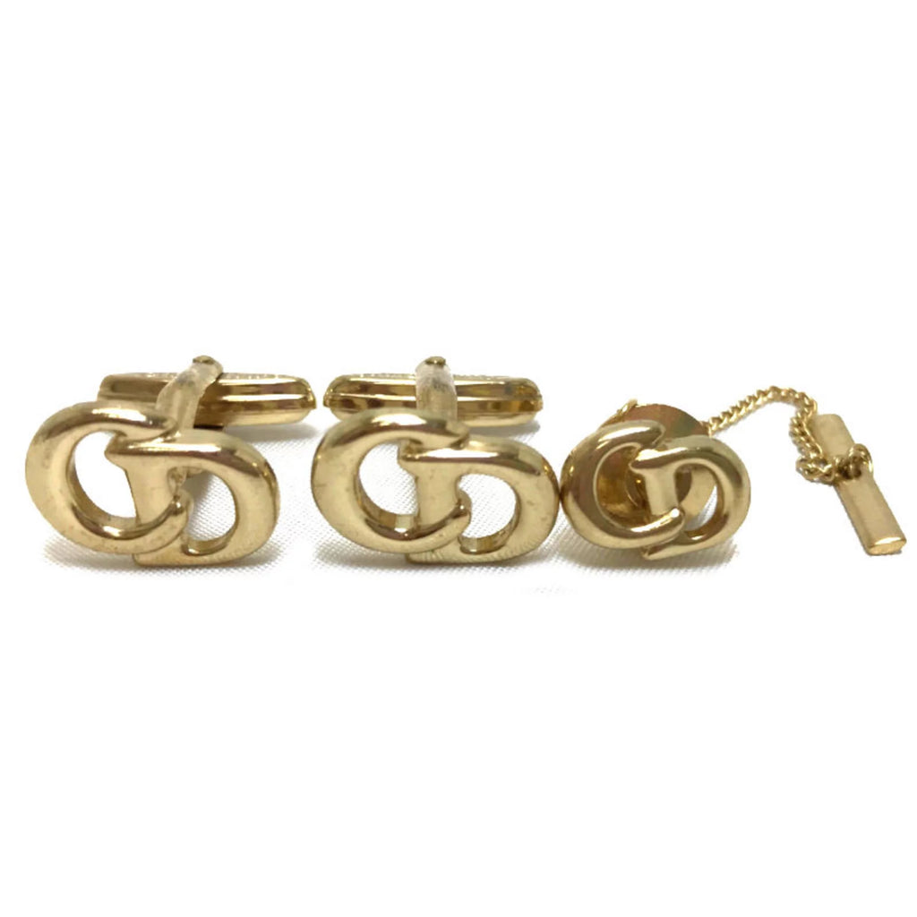 Pre-Owned tie cuff gold set (Good) men tack Dior Christian