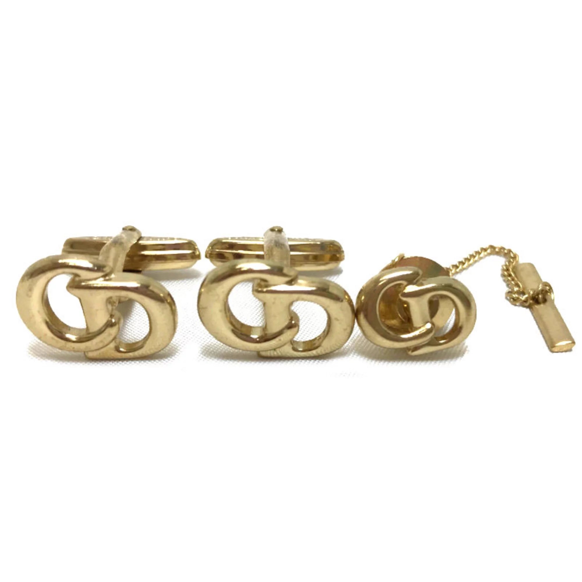 Pre-Owned tie cuff gold set (Good) men tack Dior Christian