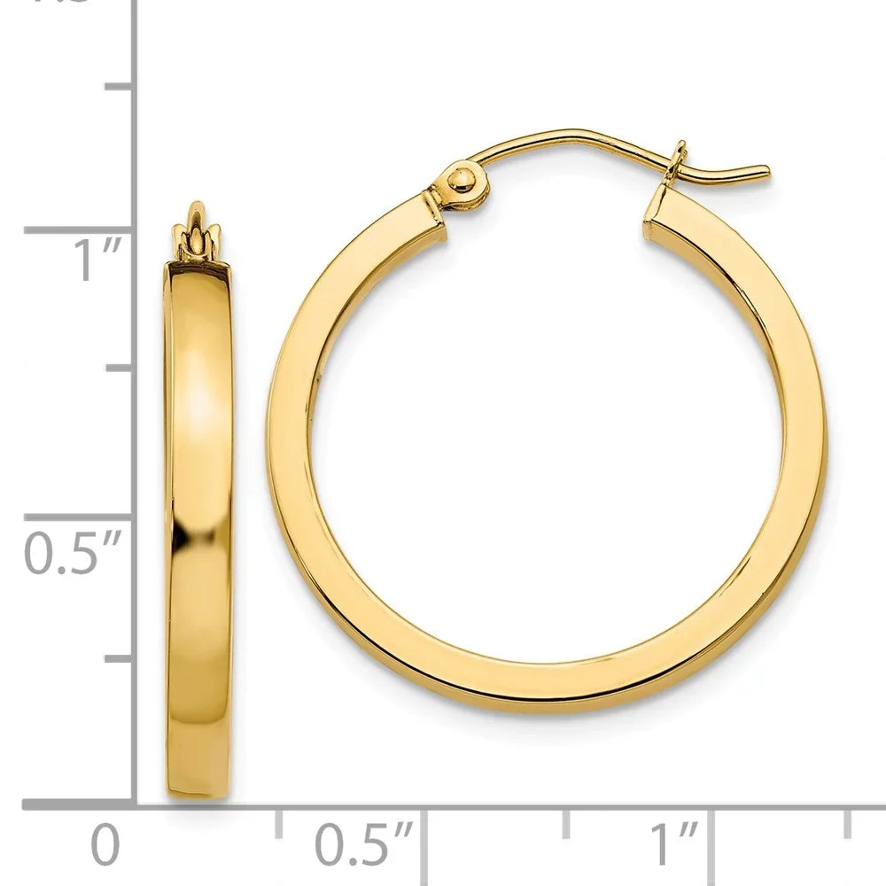 Teens; 2x3mm for and Tube Adults Princess Men Yellow Real Square Gold for Hoops; and 14kt Women