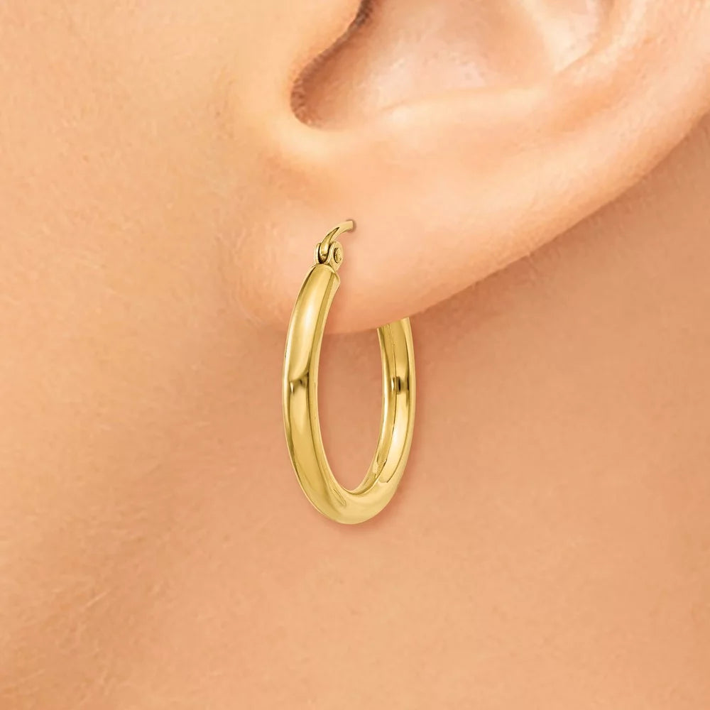 and Gold 14kt Earrings; Yellow for Teens; Tube Adults Real for Women 2.5mm Men Polished and Hoop