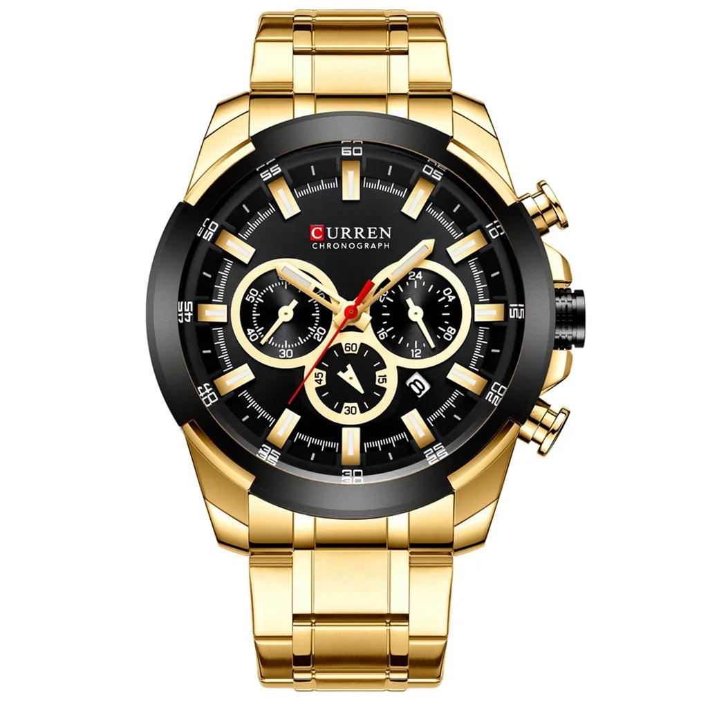 Three Indicator Stainless Watches Male Waterproof Second Quartz with Sub-Dials Wristwatch Luminous Hands Minute CURREN Stra Man Calendar Men Microsecond for Watch Chronograph Date 8361 Steel