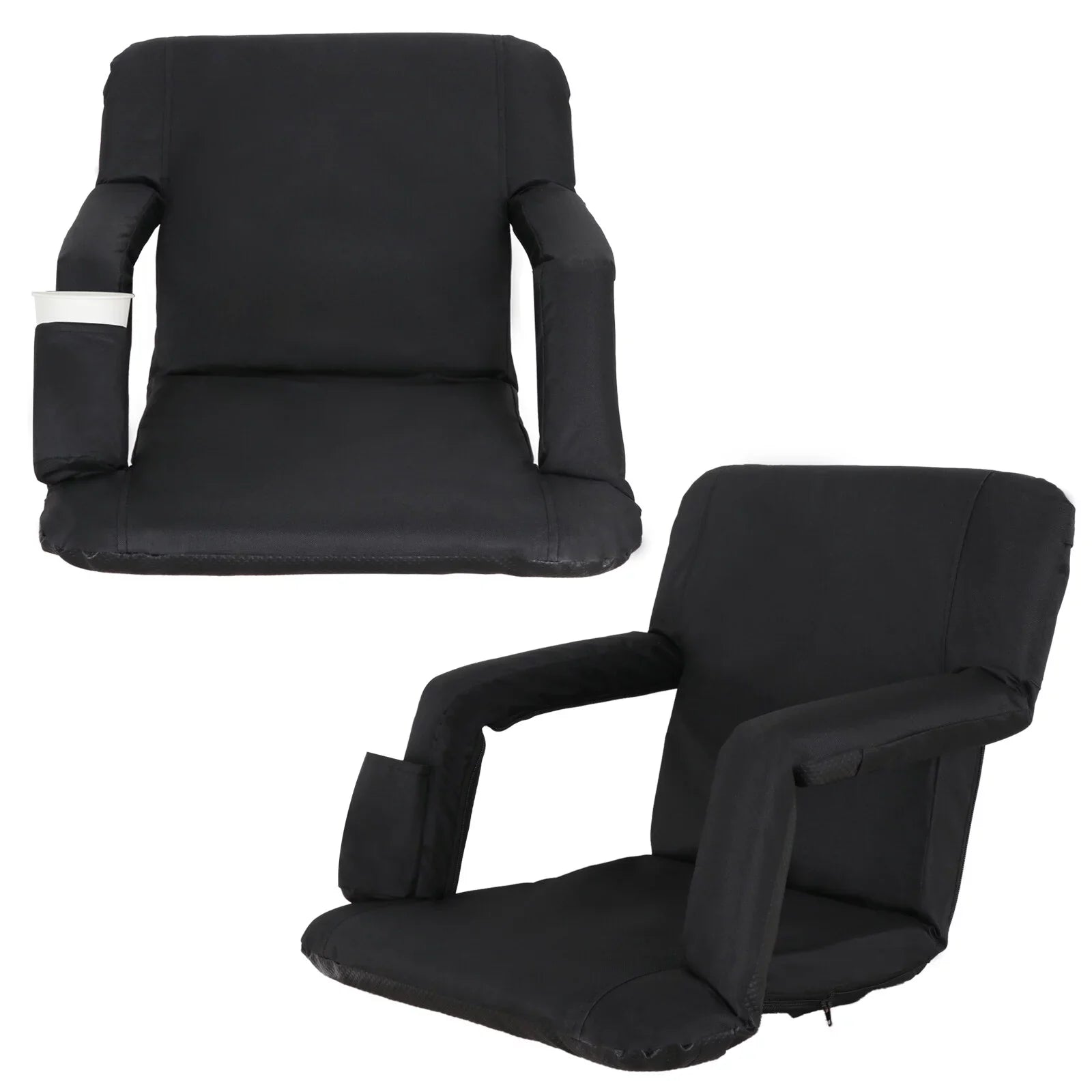 Chair for Black Portable Bleacher ZenSports Seat Reclining 6 2PCS Stadium Positions
