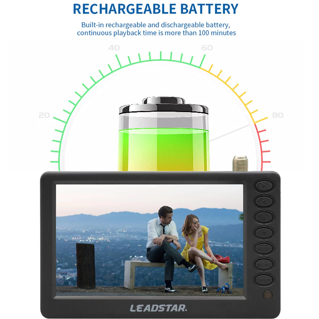 LEADSTAR Remote Radio, Car Digital - TV 5-inch U TF Player D5 Player, ATSC Pocket-Sized Portable Playback, and Television, Includes Card Screen, Multimedia Disk Control