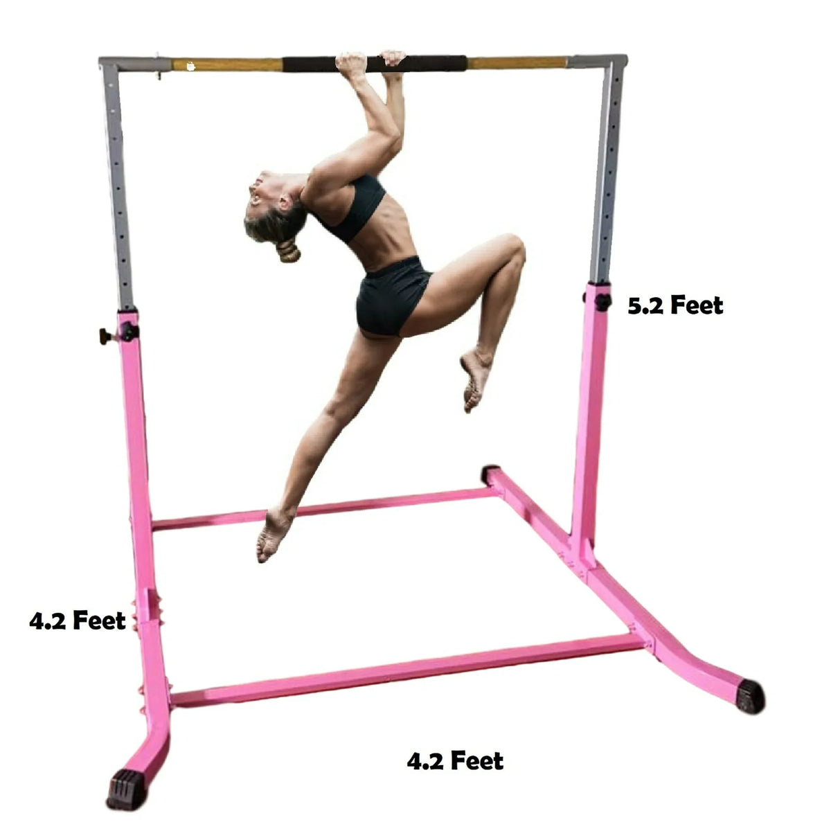 Duty, Bar Heavy Fitness Junior for Kip Up Pink to Training Height Bar, Hand Pro-Gymnastics - Kids Adjustable FT 5 - Cushioned