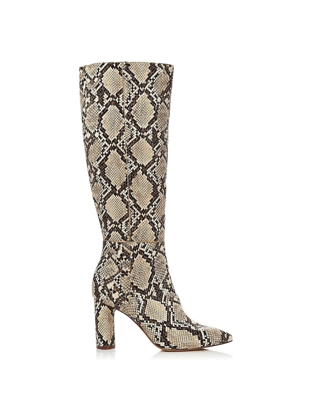 Aqua Leather Medium Beige Maria Womens Knee-High Heel 7.5 Boots Block