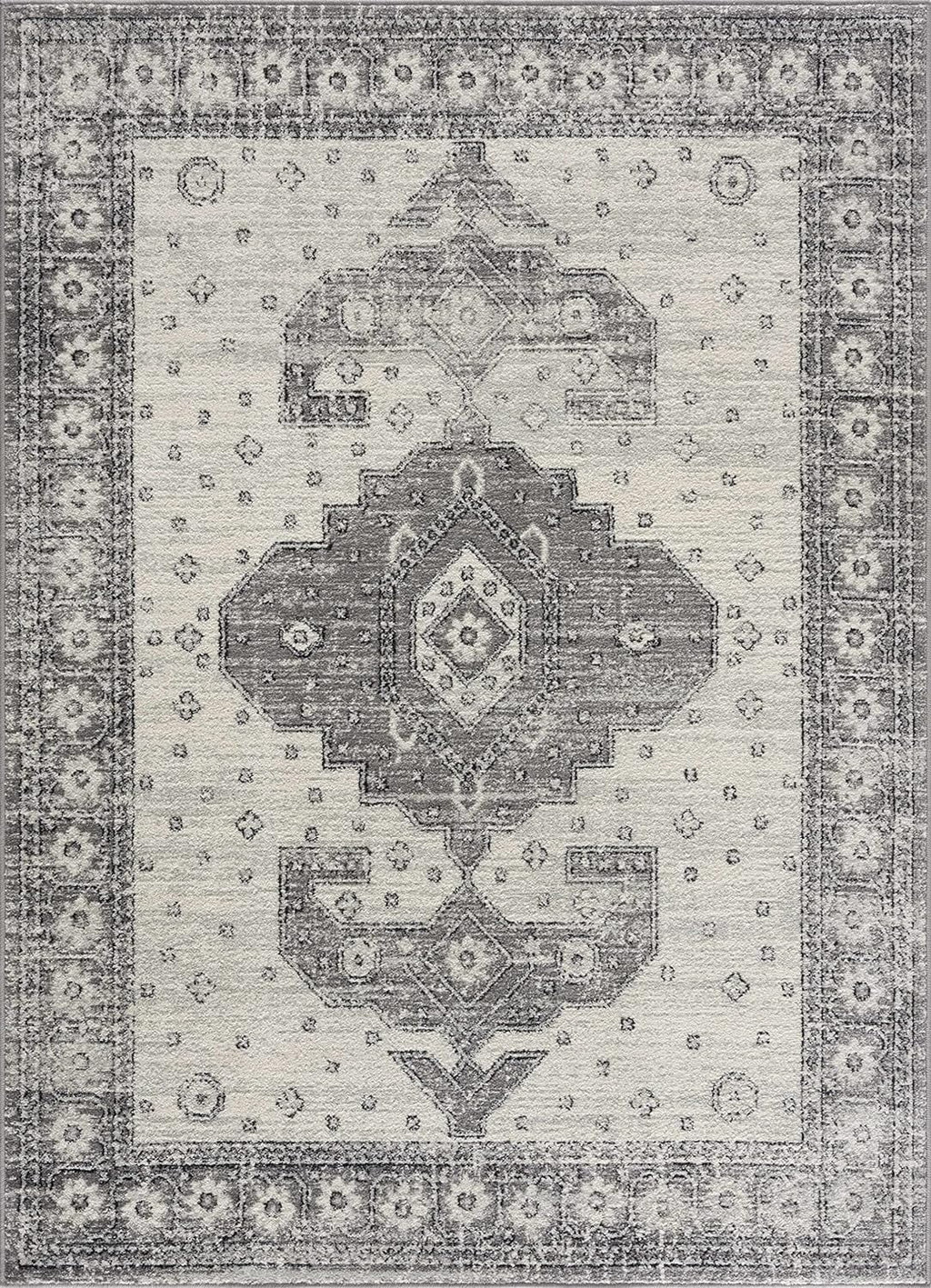 7'10" Vintage Bedroom, Indoor 10' X Area Grey, - Room, Traditional Collection Living - Marash Rug - Oriental Boho - Medallion Persian Distressed Goksun Beige Pattern