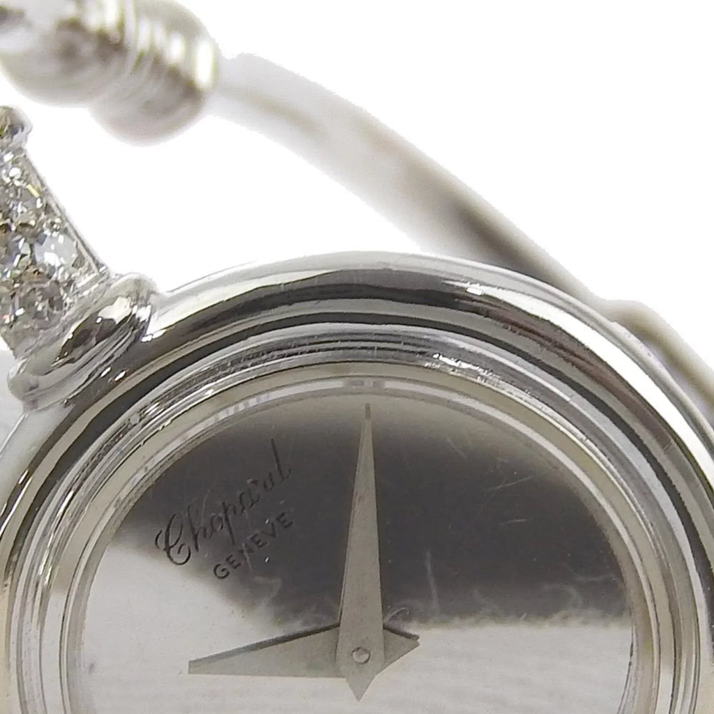 Round Manual (Fair) Diamond x White Watch Pre-Owned Gold Chopard Winding Women's G30171 K18 Dial Silver
