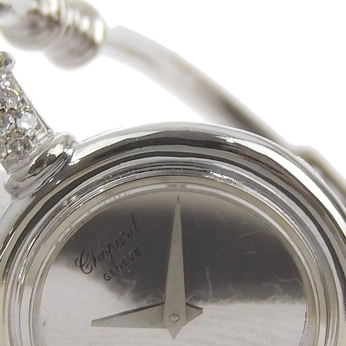 Round Manual (Fair) Diamond x White Watch Pre-Owned Gold Chopard Winding Women's G30171 K18 Dial Silver