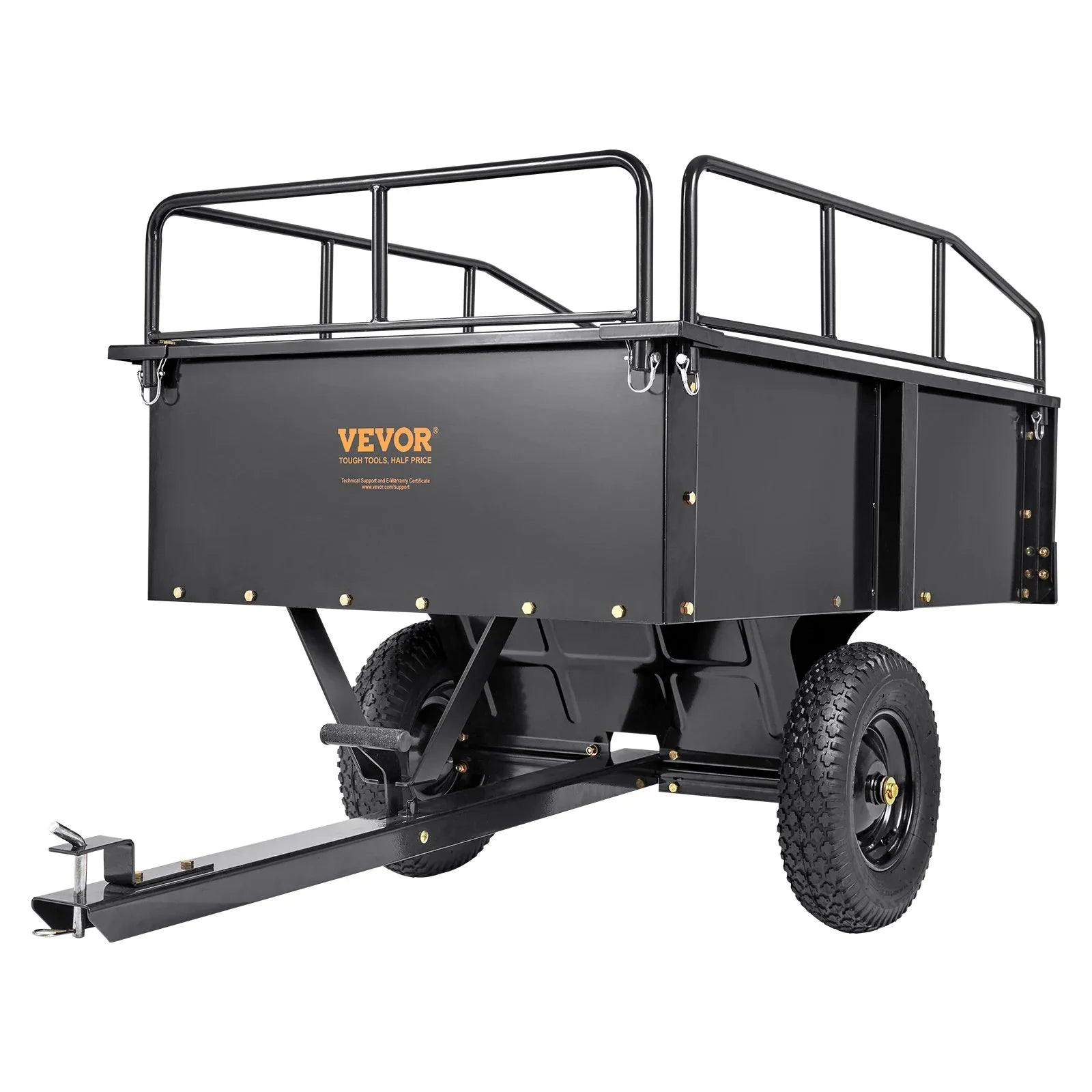 with Feet 15 750lb Steel Garden Capacity, Cart Heavy Trailer for Lawn Mower Tractor Trailer, Dump Utility Cubic Duty Riding