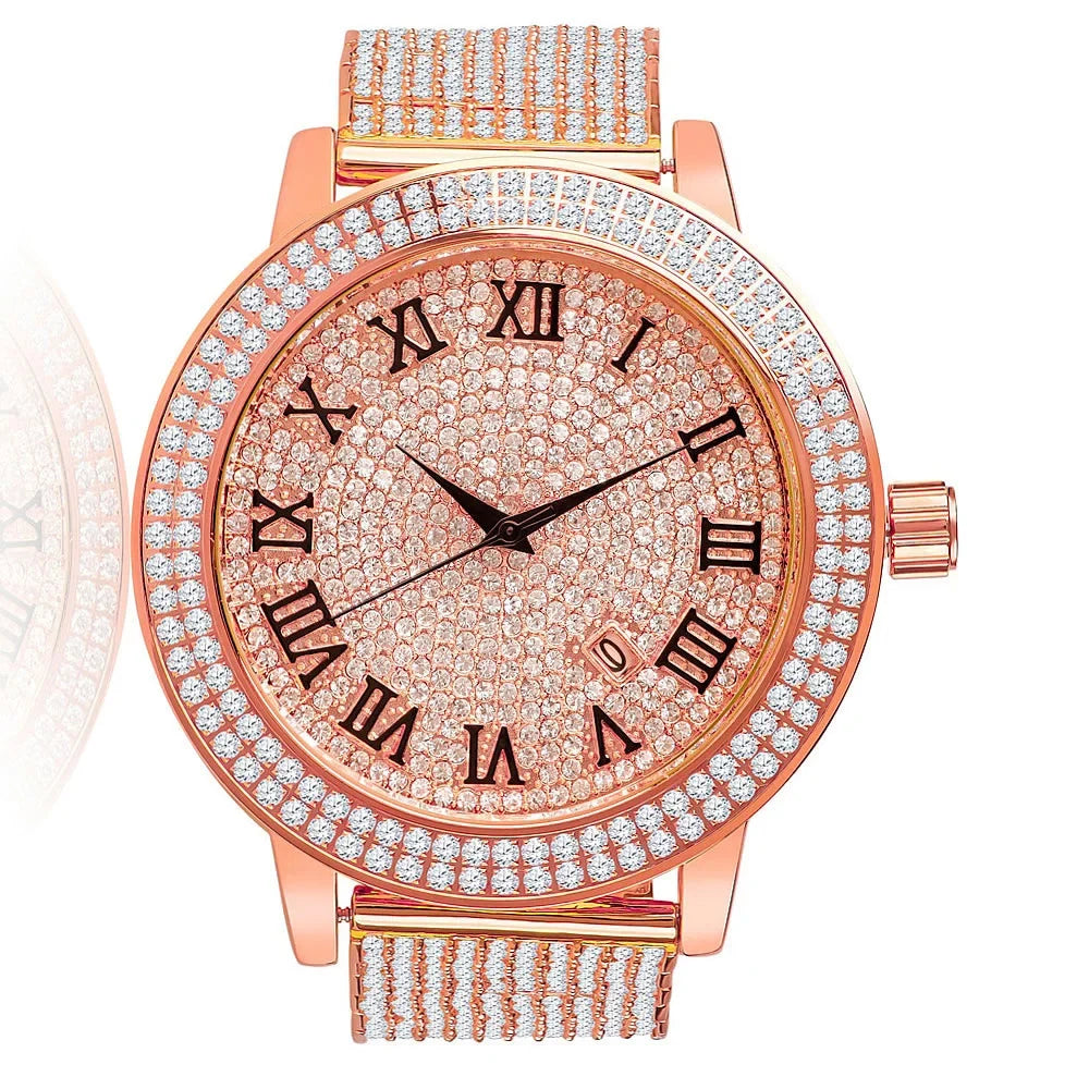 Jojino Tone Gold Rodeo Dial Watch Bezel Face Khronos Rose Joe Custom Band Roman W/Date Function Jojo