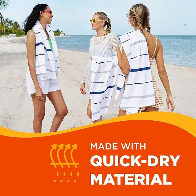 '- - Pool Sailor 4 Hotel X Pcs Set 400 Towels Horizontal 4-Pack Terry - 30in (Navy) Beach - Towels - Kaufman Stripes of Luxury 60in