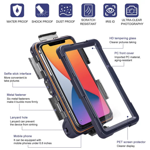 Housing all Waterproof And Professional Lanyard Eluga 700 Up [15m/50ft] Phones 6.9 with Video Case Inch Underwater Photo Protective Diving Surfing Panasonic Swimming to Ray for Snorkeling UrbanX LCD
