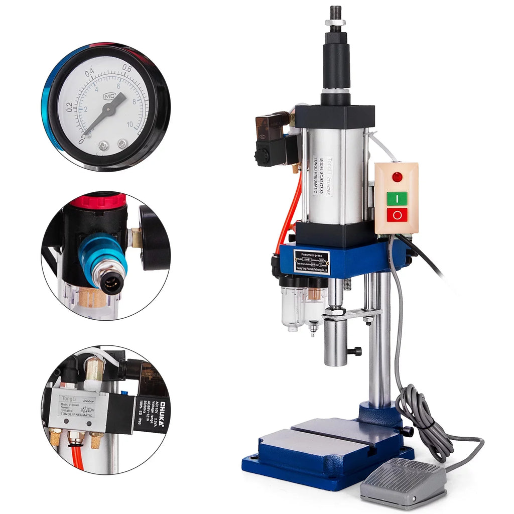 Pneumatic Machine Mpa Stroke Operation Pressure, Press 0.4-0.7 440LB/200KG Punch Punching VEVOR AC,Cylinder Press Pneumatic Machine Press Desktop 110V Pressure
