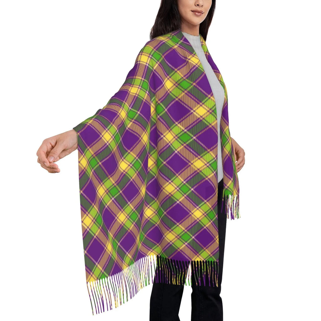 Wrap Gifts- Mardi Plaid Elegant Cashmere Soft Print Scarf For Large Gras Winter Feel Bingfone Scarves Women Warm Shawl Art