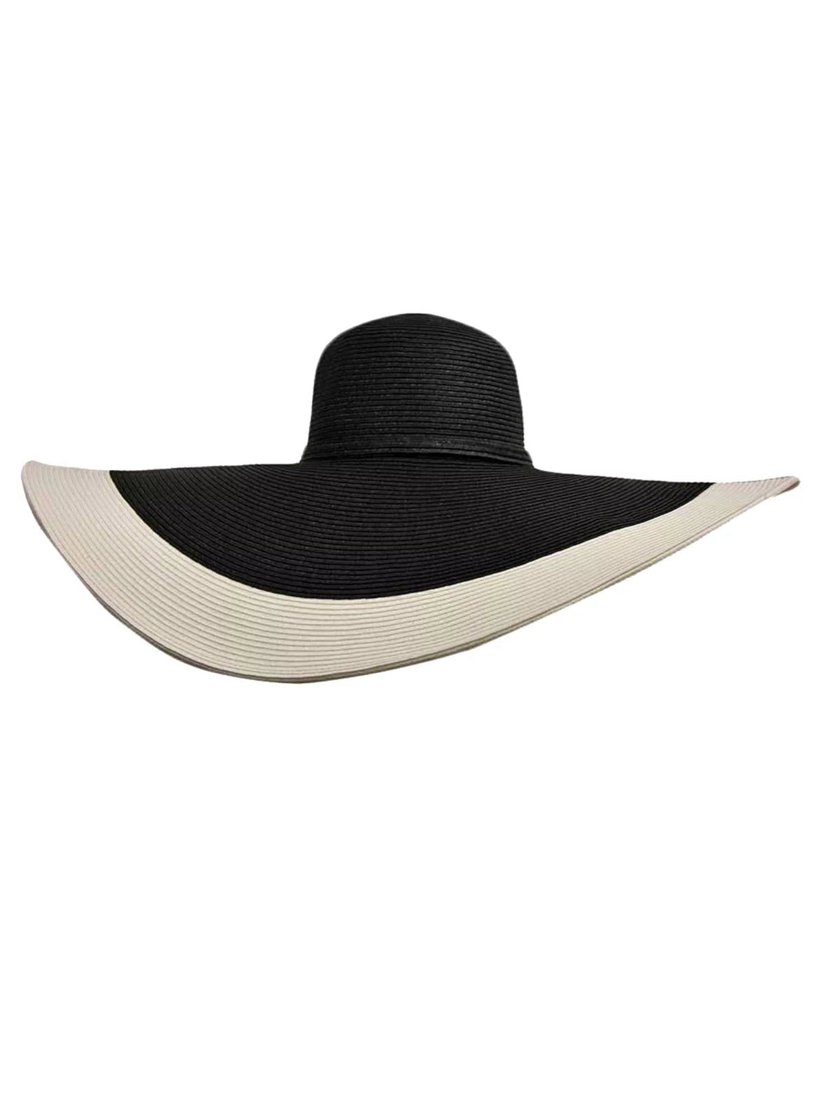& With White Floppy Wide Brim Black Hat