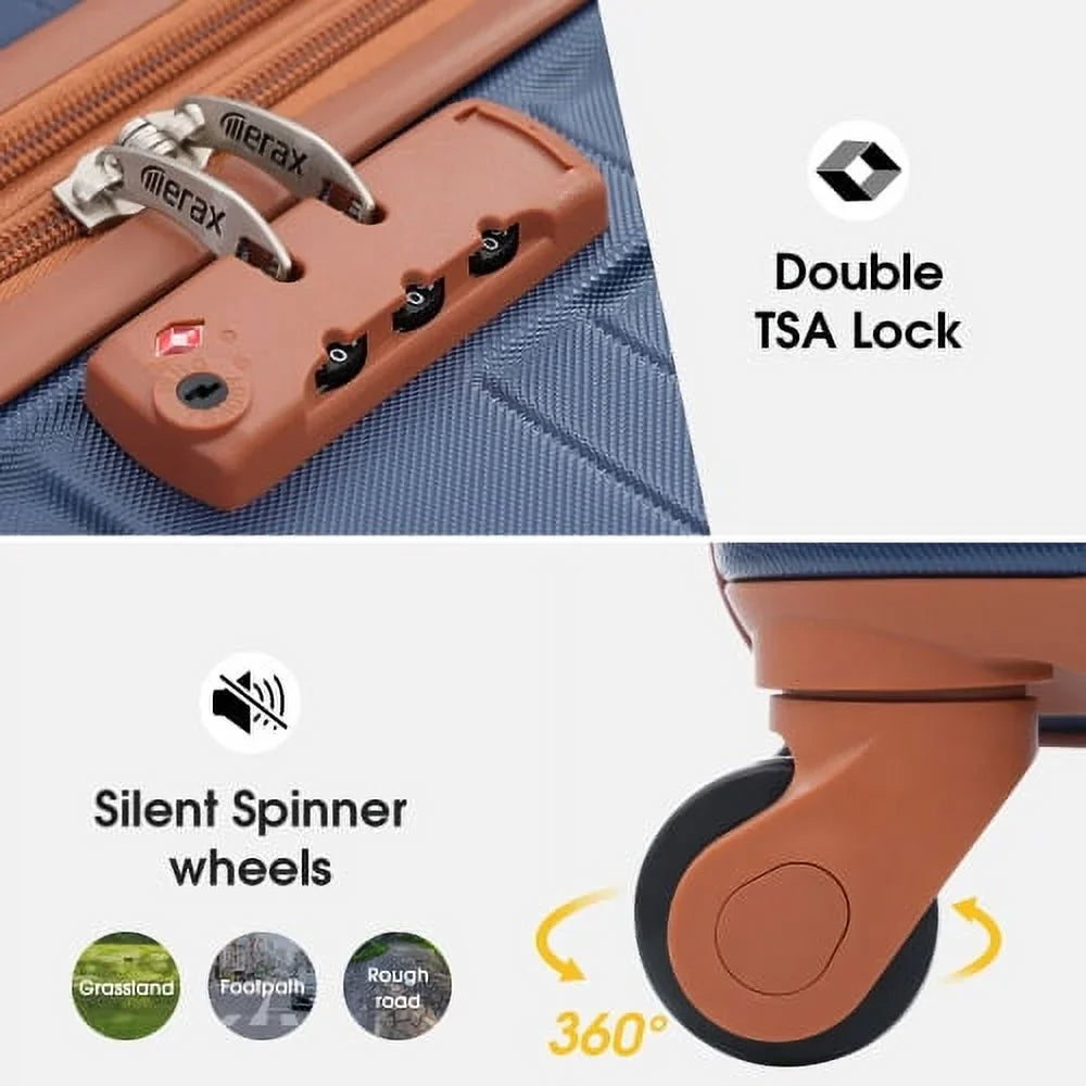 with Lock Travel 24" ABS Luggage Wheels Suitcase Expandable Spinner Hardside on Carry Luggage TSA Luggage