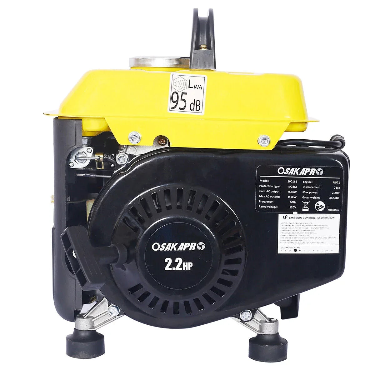 (Black CARB EPA Powered Noise Backup III Generator, Yellow) Generator Use Gas Watts Home Lightweight Low Compliant for ＆ Portable Ultra Outdoors Camping & 900 and