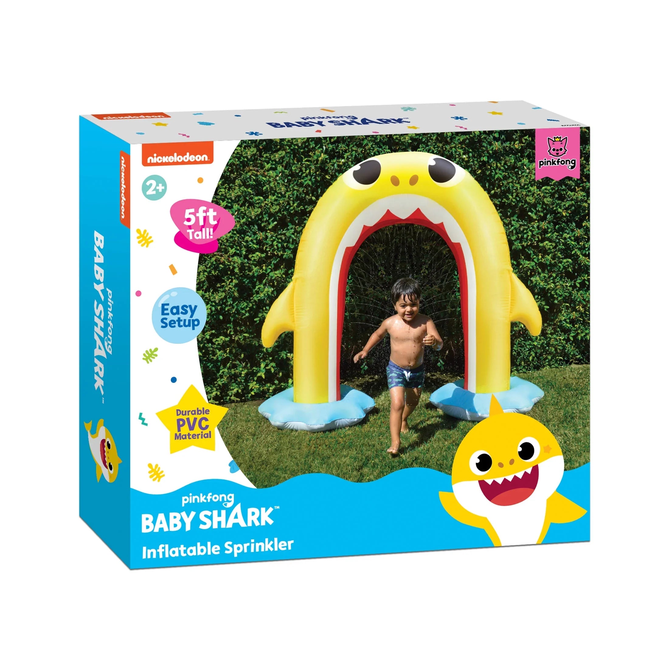 Rainbow 5ft Shark Baby Pinkfong Inflatable Sprinkler (Ages Backyard 2+) Arch, Moisture Summer Fun