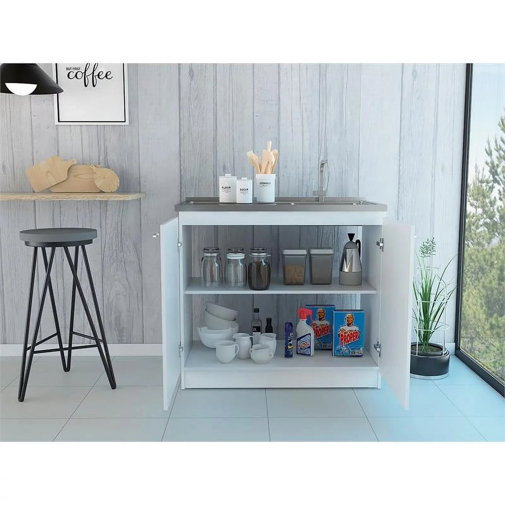 Sink 2-Piece Home Kitchen with and Square Wood Island Utility Set