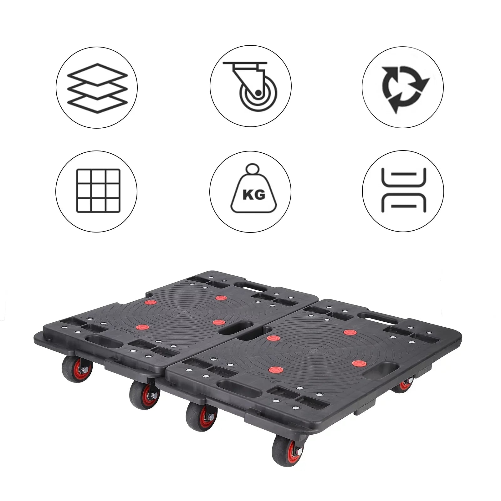 Rotate Portable Cart Homhougo—2PCS Capacity Trolley 4 Transport Travel Luggage 330 Truck Home Wheels Folding Office Lbs for 2pcs Black Hand