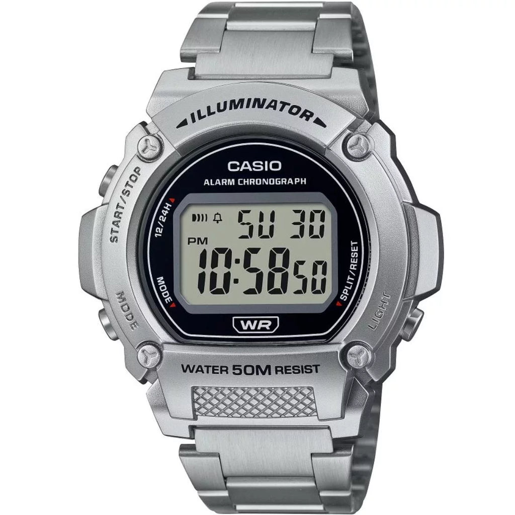 Steel Stainless W219HD-1AV Casio Men's with Watch Digital Bracelet