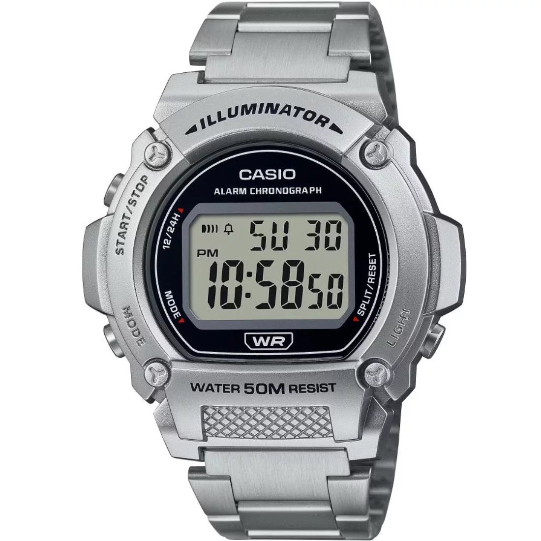 Steel Stainless W219HD-1AV Casio Men's with Watch Digital Bracelet