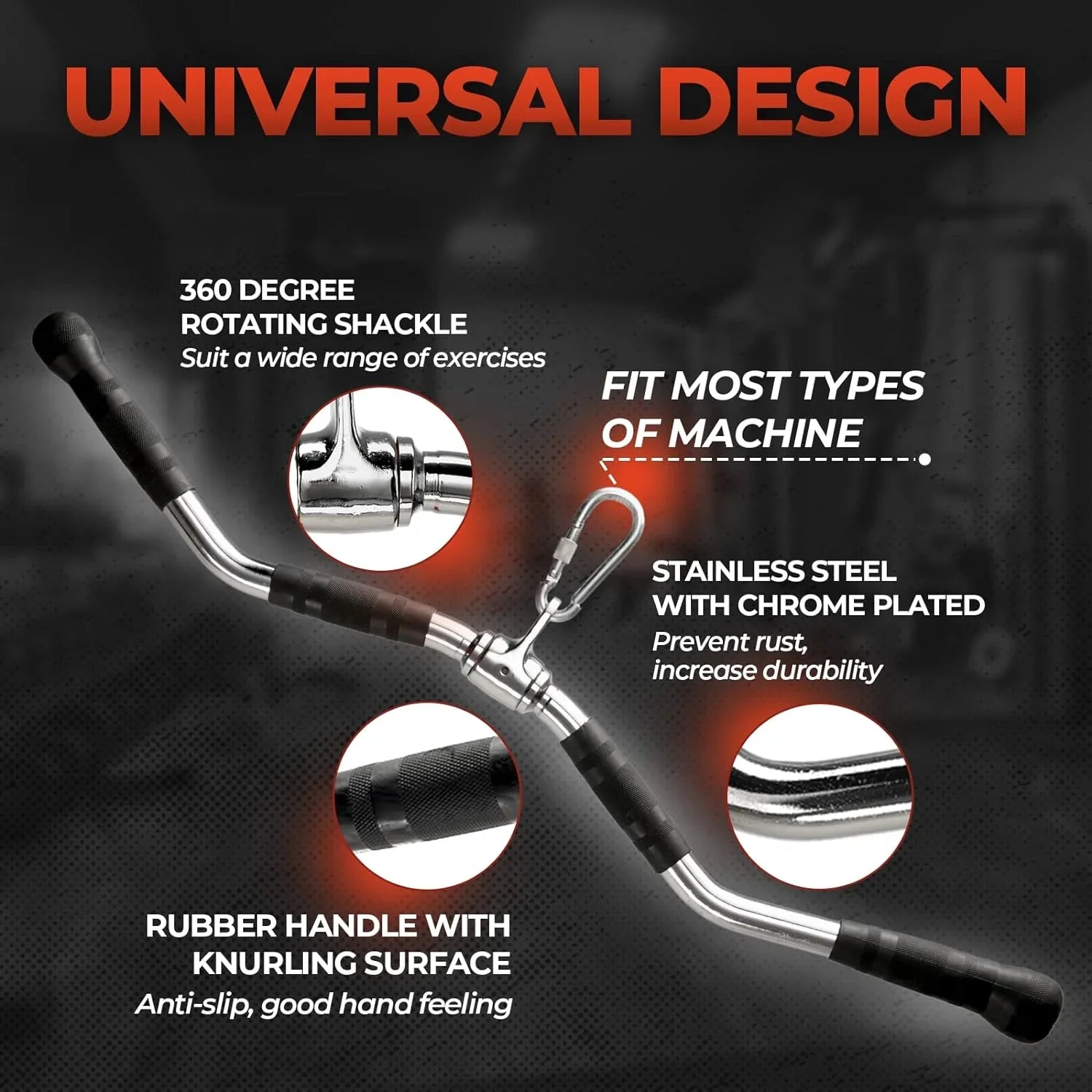Attachment Handgrips Yes4All Pulldown Wide Handles/Curl Pull Attachments Rubber Grip Rubber Attachment Bar Press Gym Bar/Cable Equipment, Down with Down for
