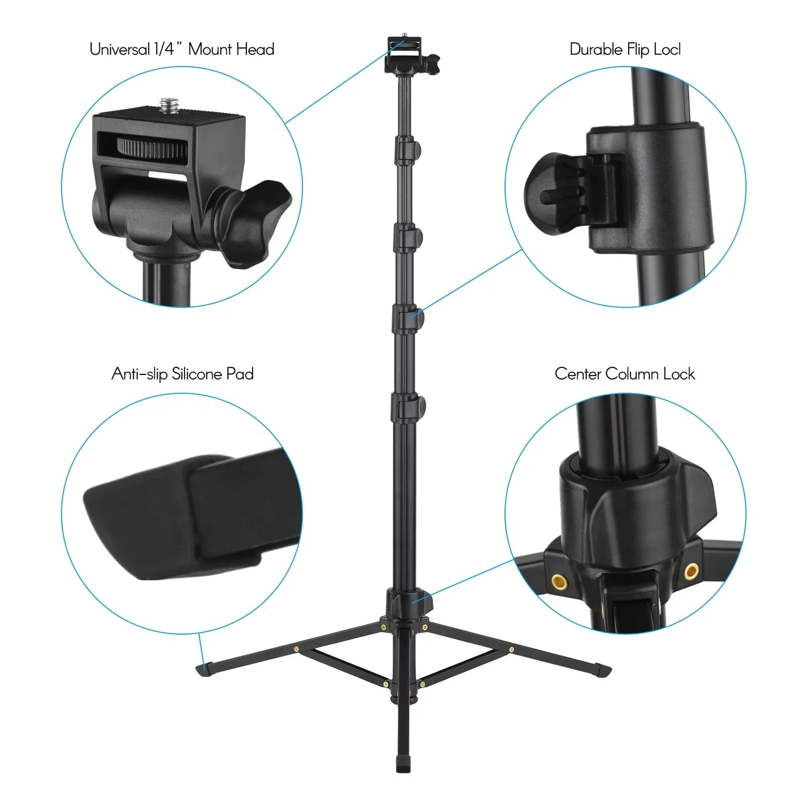 Supports 168cm/66in Phone Holder, Smartphones, and Selfie Phone Shutter Action Cameras, Remote - Stick Action 3KG, and Andoer for 2-in-1 Bracket, Tripod Includes Cameras up Camera Mirrorless and to