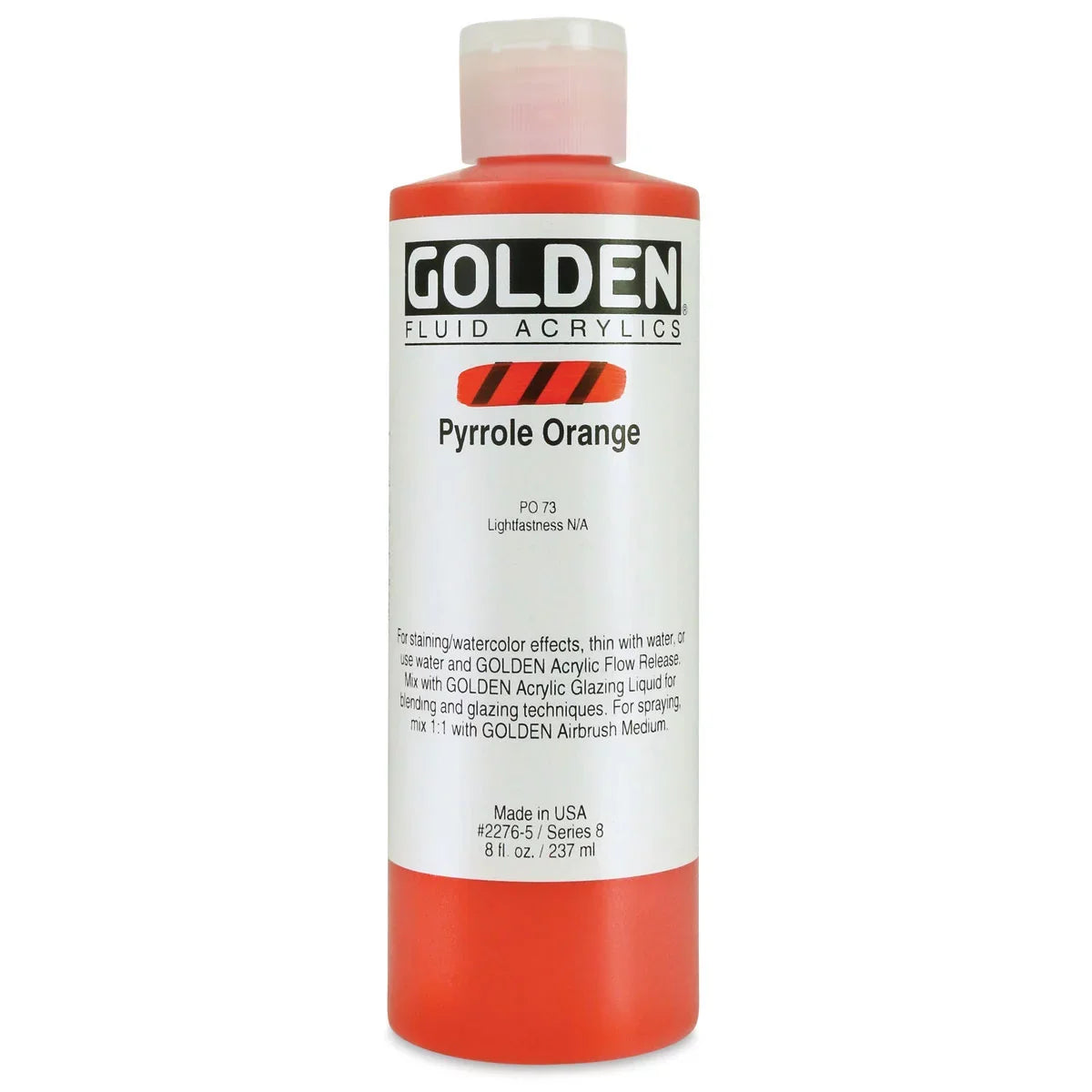 Fluid Paint Orange, Acrylic 8 Golden Pyrrole - oz