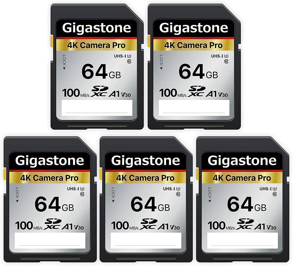 Mini 64GB Kodak Pentax Card Ultra Canon V30 Video Fits 5 Olympus Panasonic 4K Cases---64GB-2-5PK-B Sony with Gigastone Speed Digital Camera, High Nikon 5-Pack with Memory Card