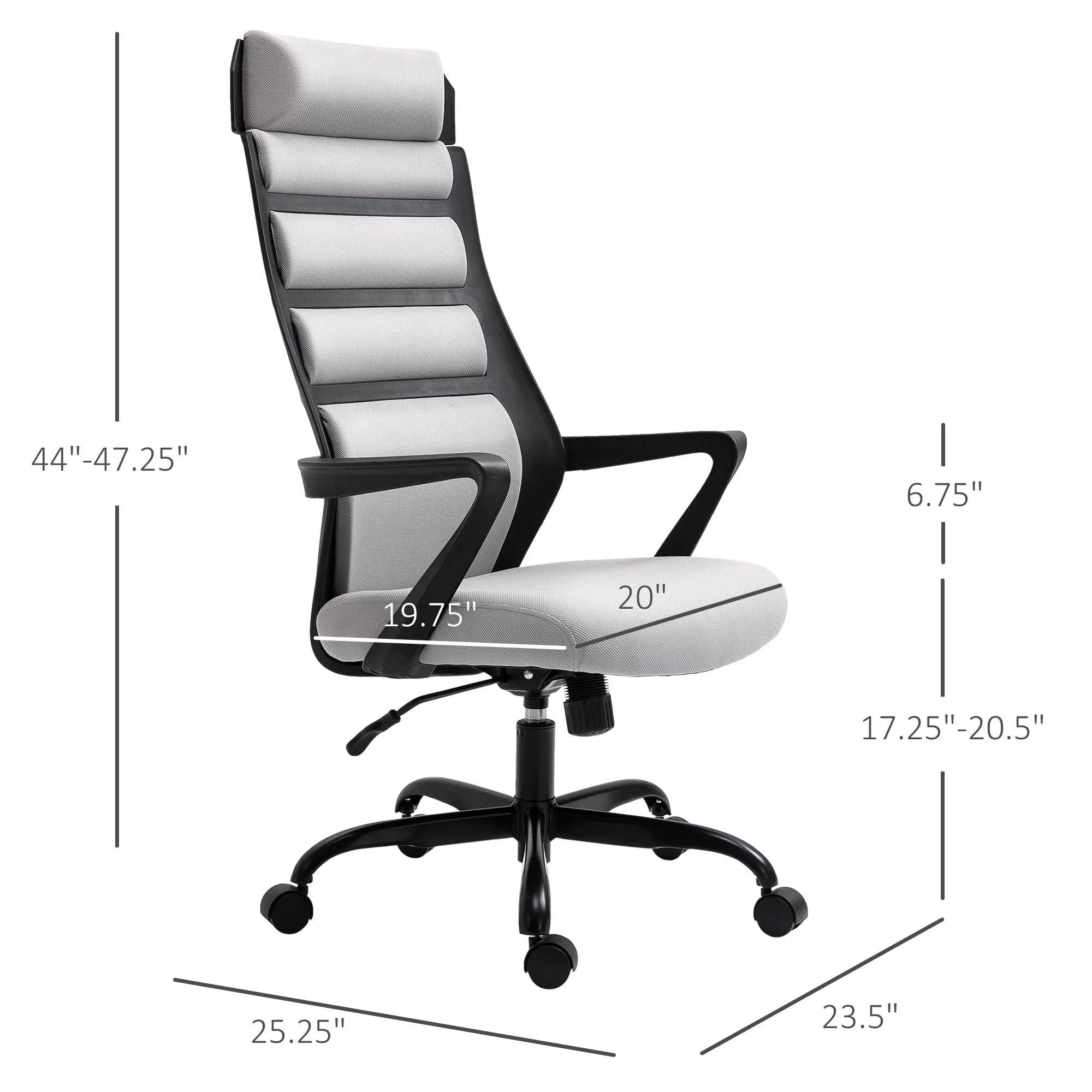 with lb. 26.75 Swivel Vinsetto Height, & Capacity, 275 Adjustable Chair Grey in Executive