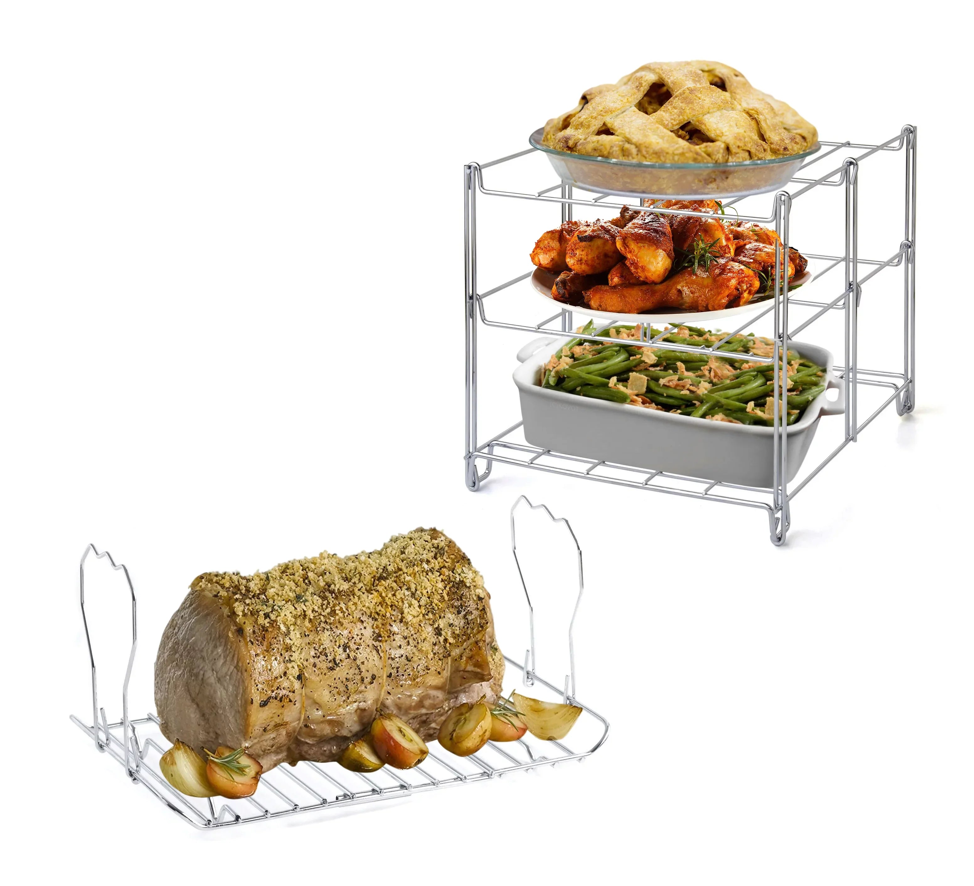 | Rack Lifter Roasting Saving Turkey For Oven Baking Space (1) Rack Multiple Includes Roasting Collapsible Turkey Rack Oven & (1) Oven | Tasks 3-Tier Rack And Lifter &