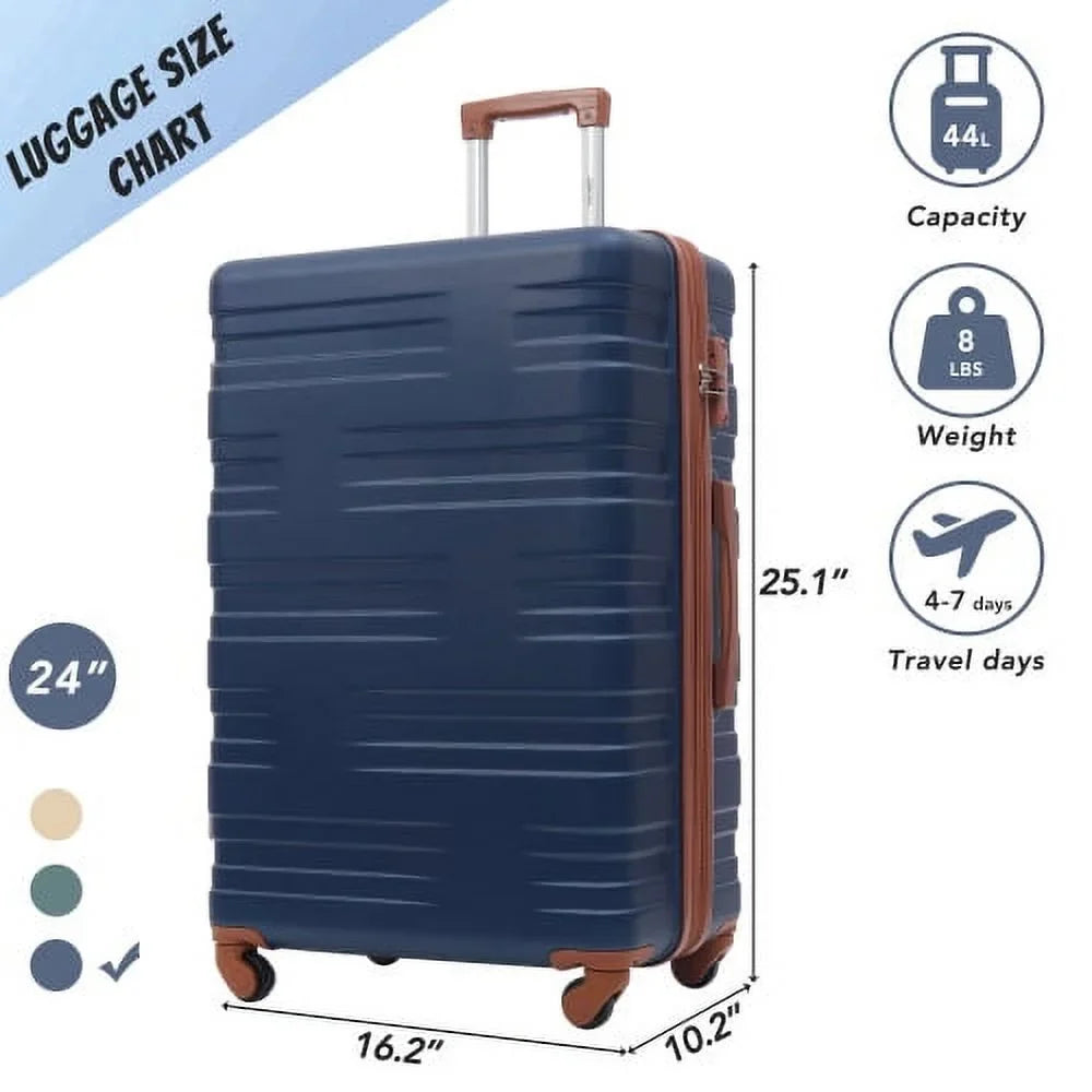with Lock Travel 24" ABS Luggage Wheels Suitcase Expandable Spinner Hardside on Carry Luggage TSA Luggage
