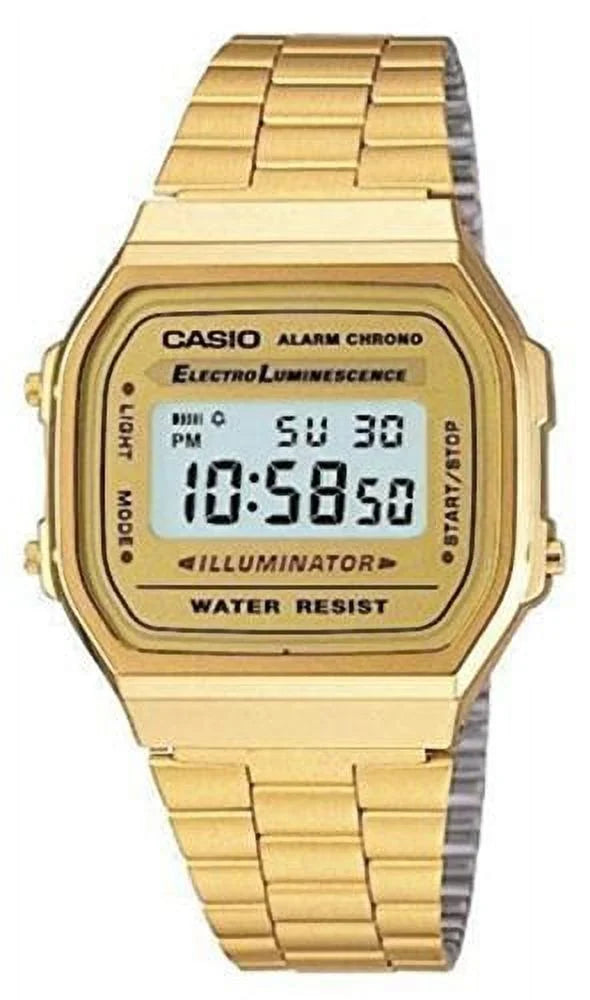 A168WG-9 A168WG-9W Gold Eliminator Sport Alarm Light Digital A168WG Watch