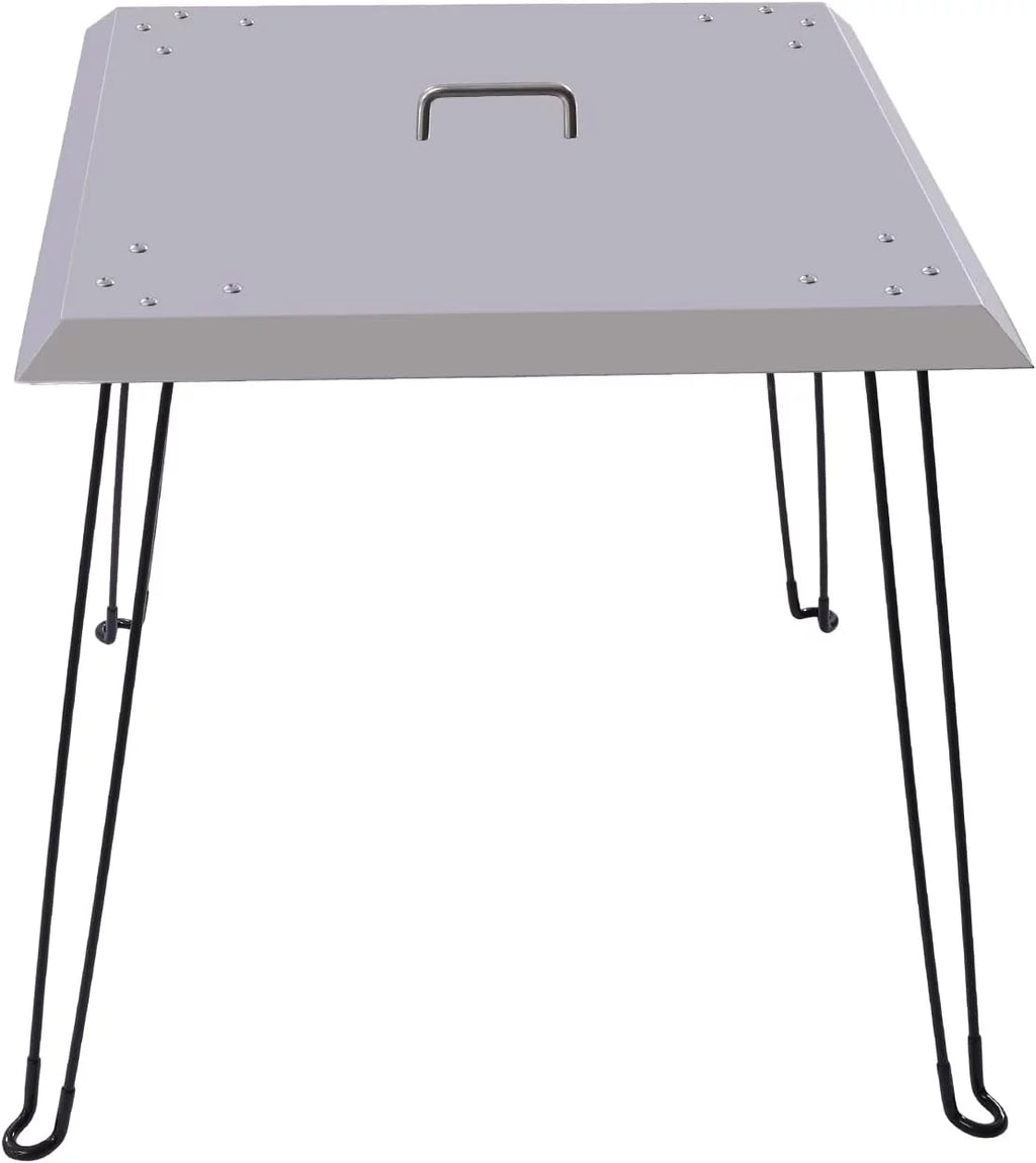 Burner Pit to Down 24 Stainless Deflector, Handle, Pit Fire Carrying Square 1.5mm x 24 and Heat Inch, 24x24x24 Cover w/Foldable Steel Fire in) Heat x (Square, Legs Thick, Cover Fire Push Pit 24