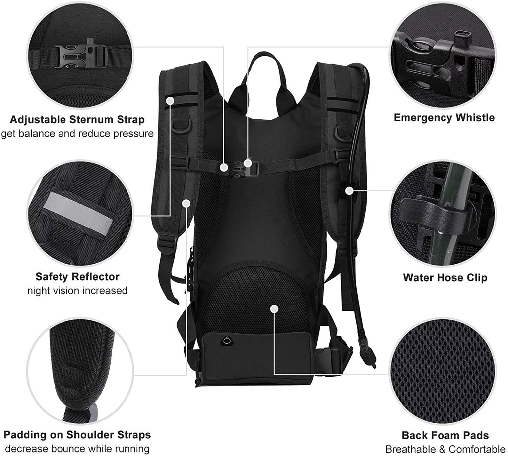 Hiking Fits Military Bag Men Women Bladder, Insulation, Thermal Running liquid Waist 2L Hydration Backpack Free Adjustable SKL Cycling Biking with Pocket Tactical liquid Pack Daypack BPA liquid for