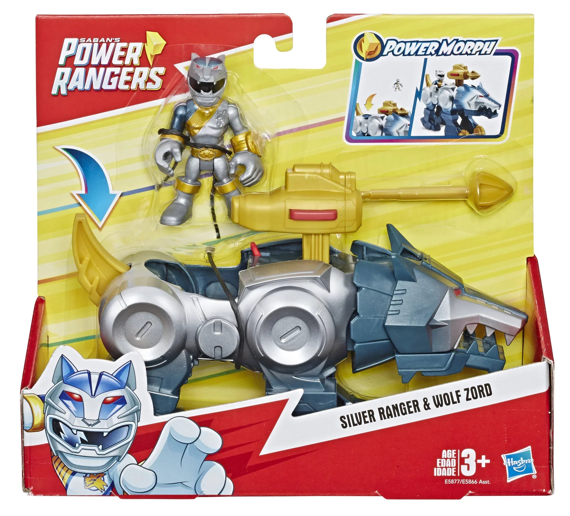 Silver 2-Pack Zord Playskool and Heroes Rangers Power Wolf Ranger Figures