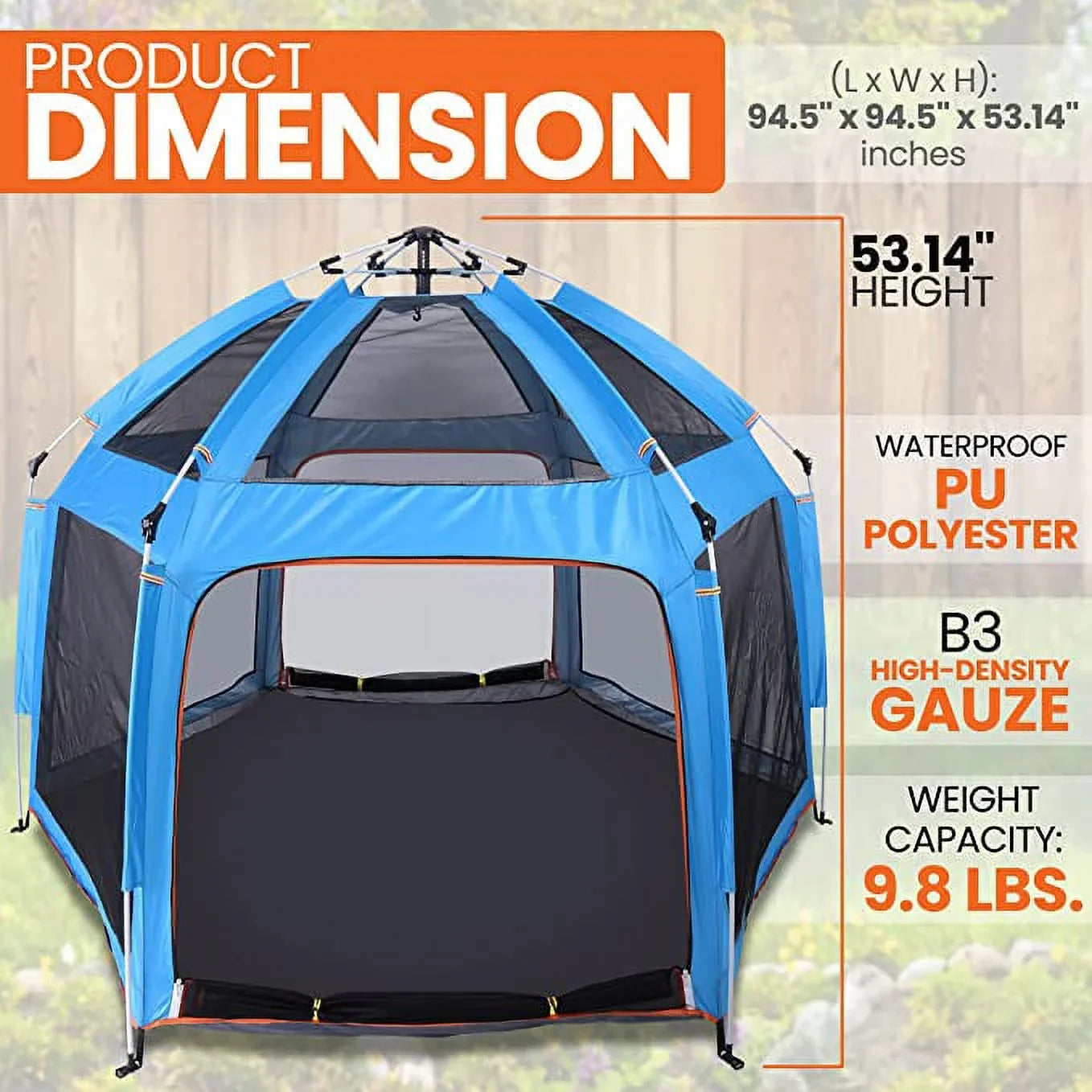Pack Serenelife Canopy, and Baby Toddler 5 Go W/ Mattress, and On-The Panel (Blue) Playpen