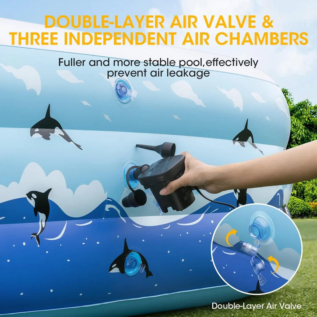 Inflatable Backyard with exterior Swimming 130"x72"x22" Home Ground Large Full-Sized Swimming Pump, Family Thickened for for Indoor Pools Blow Extra Inflatable Pool Pool Above Adults, Garden Up Lawn
