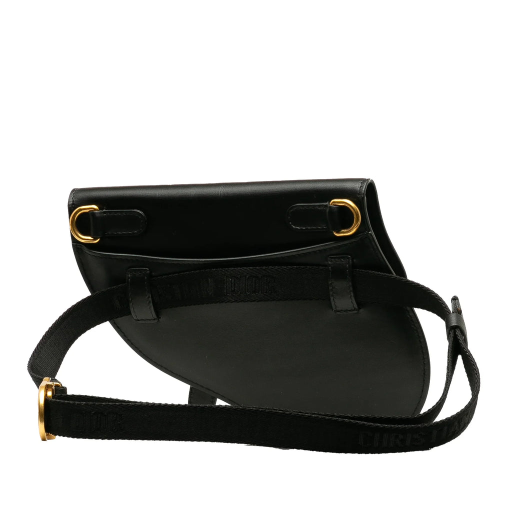 Bag Leather (Good) Dior Pre-Owned Saddle Unisex Calf Authenticated Belt Black
