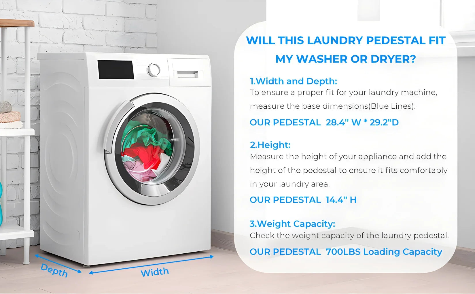 Steel, 29" Stands, Pack 28"× Dryer and Washer Laundry 2 Pedestals, White Inlife Pedestals Heavy Washing Duty Stainless Dual Machine