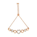 Bolo Accent Adjustable (I-J Link Plated Diamond 14K Clarity) Color, Silver 6”-10” Heart I3 Rose Bracelet .925 and Gold Sterling Circle
