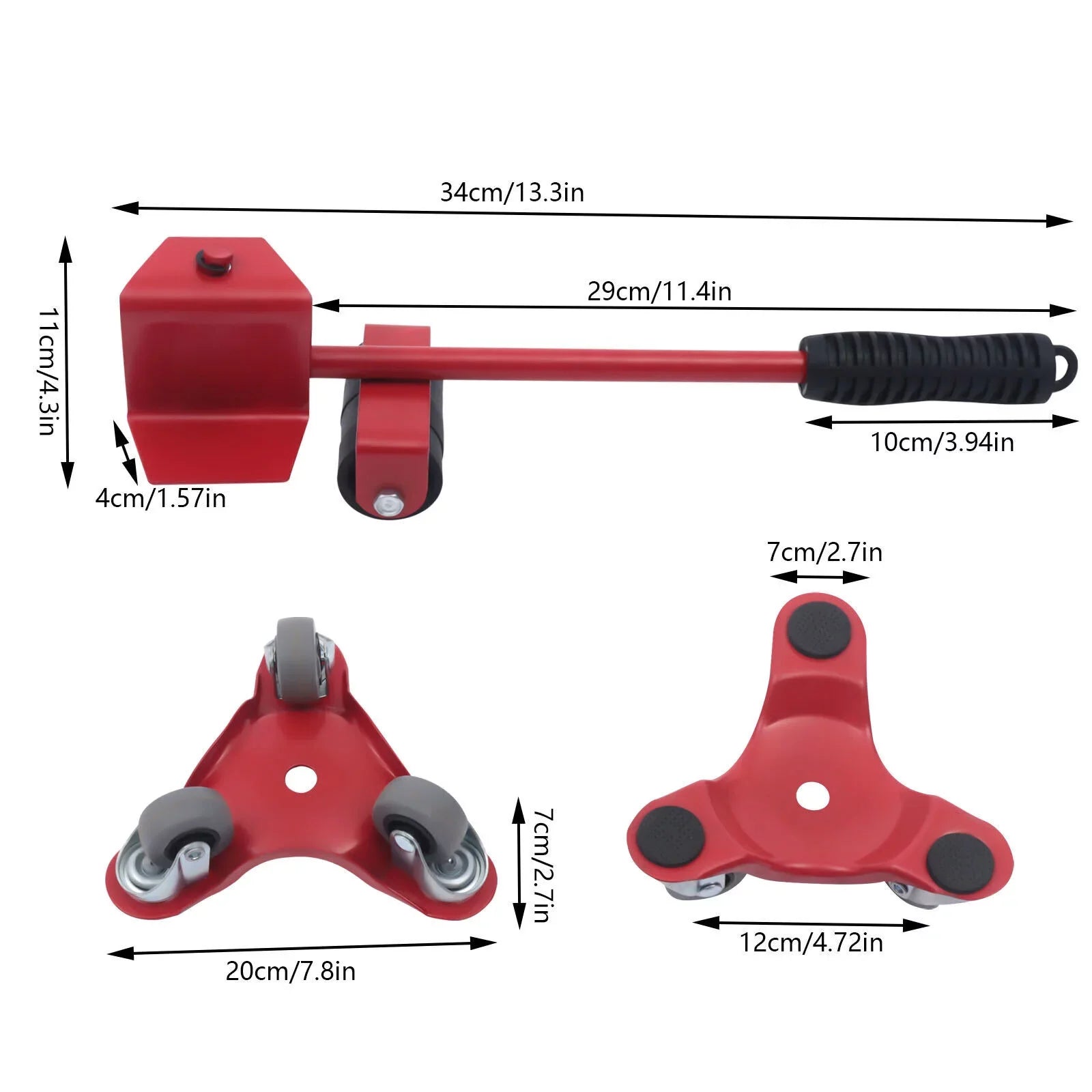 Furniture Kit Universal Furniture Steel with Alloy Red Dolly Mover Wheel Mover Fichiouy